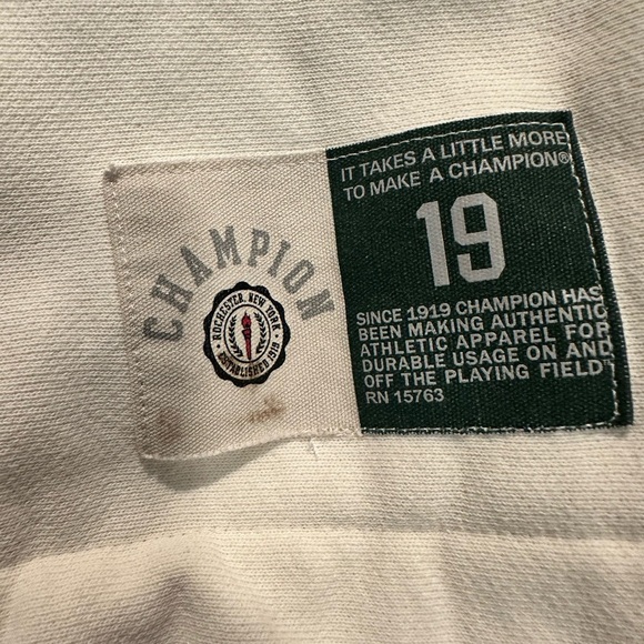 Champion White Short Sleeve Sweatshirt W/Drawstring Oversized - Picture 4 of 5